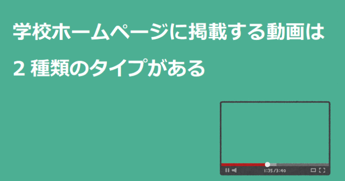 学校ホームページに掲載する動画は2種類のタイプがある